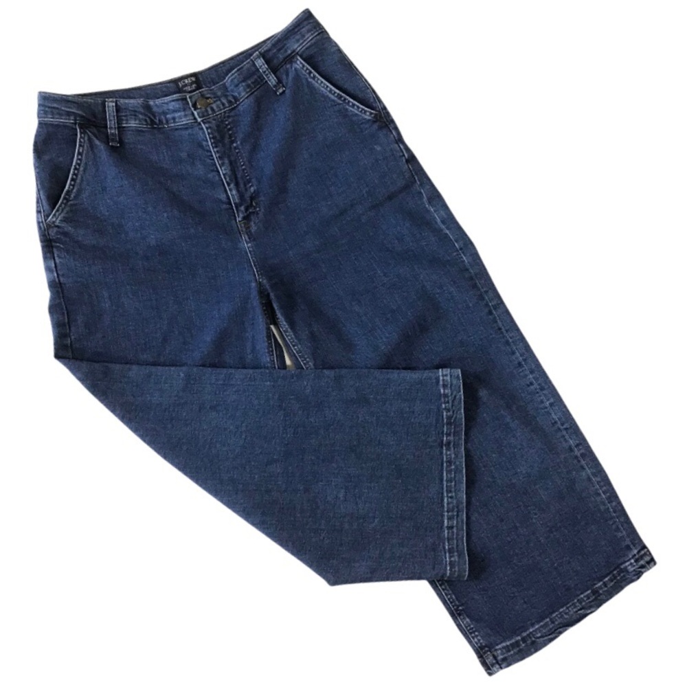 J. Crew Wide Leg Crop Jeans Size 32 High Waist With Stretch